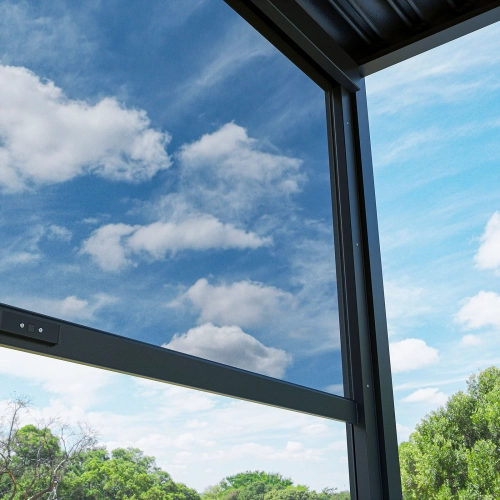 Zestaw Pergola ogrodowa tarasowa aluminiowa NORDVIC Skyline 3 x 3 m Antracyt + Roleta 3 m